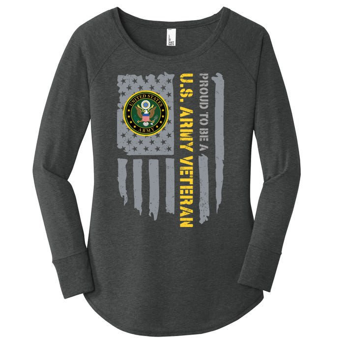 Proud US Army Veteran American Flag Women's Perfect Tri Tunic Long Sleeve Shirt