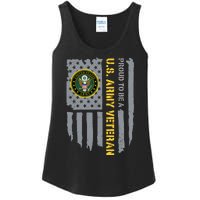 Proud US Army Veteran American Flag Ladies Essential Tank