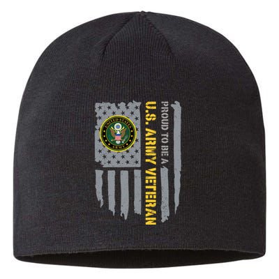 Proud US Army Veteran American Flag Sustainable Beanie