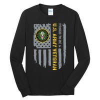 Proud US Army Veteran American Flag Tall Long Sleeve T-Shirt