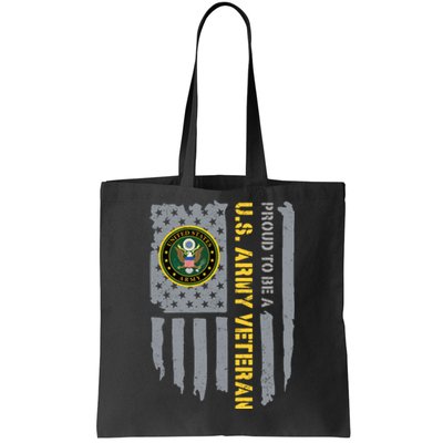 Proud US Army Veteran American Flag Tote Bag