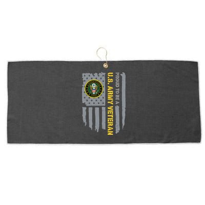 Proud US Army Veteran American Flag Large Microfiber Waffle Golf Towel