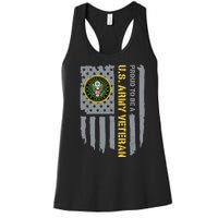 Proud US Army Veteran American Flag Women's Racerback Tank