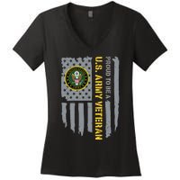 Proud US Army Veteran American Flag Women's V-Neck T-Shirt