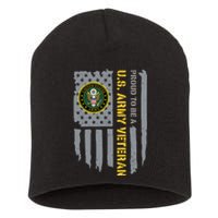 Proud US Army Veteran American Flag Short Acrylic Beanie