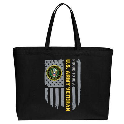 Proud US Army Veteran American Flag Cotton Canvas Jumbo Tote