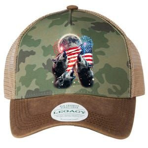 Patriotic Usa American Flag Three Wolves Moon Legacy Tie Dye Trucker Hat