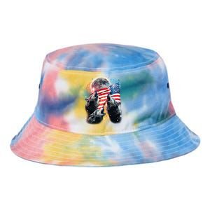 Patriotic Usa American Flag Three Wolves Moon Tie Dye Newport Bucket Hat