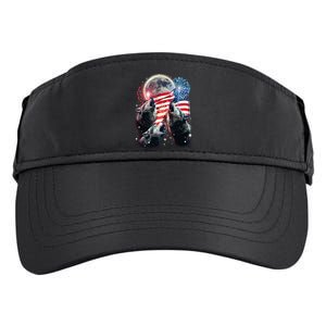 Patriotic Usa American Flag Three Wolves Moon Adult Drive Performance Visor