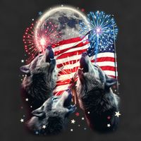 Patriotic Usa American Flag Three Wolves Moon Adult Drive Performance Visor