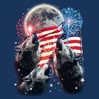 Patriotic Usa American Flag Three Wolves Moon Cooling Performance Crew T-Shirt
