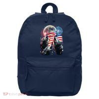 Patriotic Usa American Flag Three Wolves Moon 16 in Basic Backpack