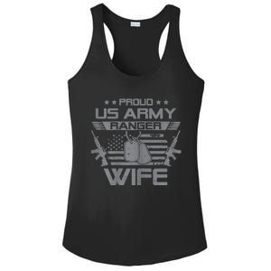 Proud US Army Ranger Wife Flag American USA Military Veteran Ladies PosiCharge Competitor Racerback Tank