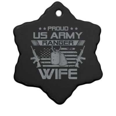 Proud US Army Ranger Wife Flag American USA Military Veteran Ceramic Star Ornament