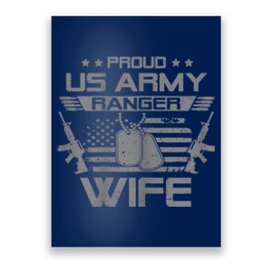 Proud US Army Ranger Wife Flag American USA Military Veteran Poster