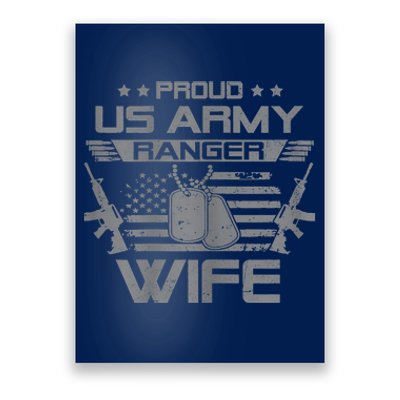 Proud US Army Ranger Wife Flag American USA Military Veteran Poster