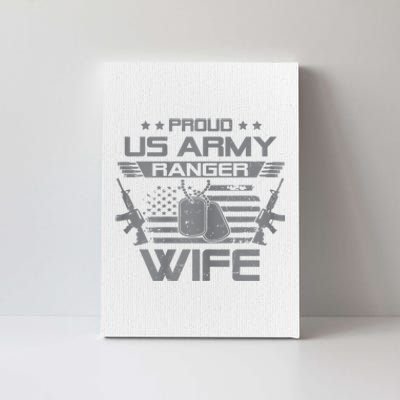 Proud US Army Ranger Wife Flag American USA Military Veteran Canvas