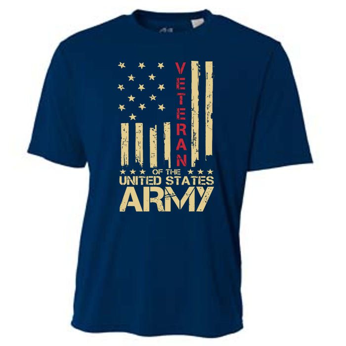 Patriotic U.S Army Veteran Red Line American Flag Vintage Cooling Performance Crew T-Shirt