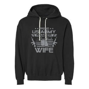 Proud US Army Ranger Wife Flag American USA Military Veteran Garment-Dyed Fleece Hoodie