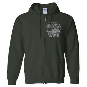 Proud US Army Ranger Wife Flag American USA Military Veteran Full Zip Hoodie