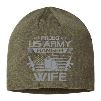 Proud US Army Ranger Wife Flag American USA Military Veteran Sustainable Beanie