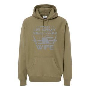 Proud US Army Ranger Wife Flag American USA Military Veteran Premium Hoodie