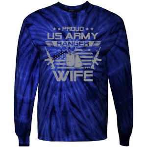 Proud US Army Ranger Wife Flag American USA Military Veteran Tie-Dye Long Sleeve Shirt