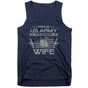 Proud US Army Ranger Wife Flag American USA Military Veteran Tank Top