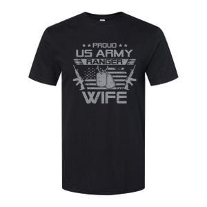 Proud US Army Ranger Wife Flag American USA Military Veteran Softstyle CVC T-Shirt