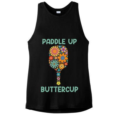 Paddle Up Buttercup Floral Pickleball Paddle Ladies PosiCharge Tri-Blend Wicking Tank