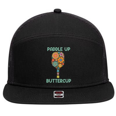 Paddle Up Buttercup Floral Pickleball Paddle 7 Panel Mesh Trucker Snapback Hat