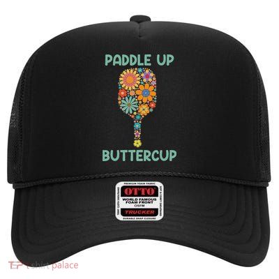 Paddle Up Buttercup Floral Pickleball Paddle High Crown Mesh Back Trucker Hat