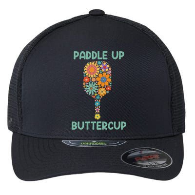 Paddle Up Buttercup Floral Pickleball Paddle Flexfit Unipanel Trucker Cap