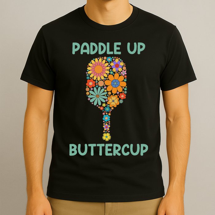 Paddle Up Buttercup Floral Pickleball Paddle T-Shirt