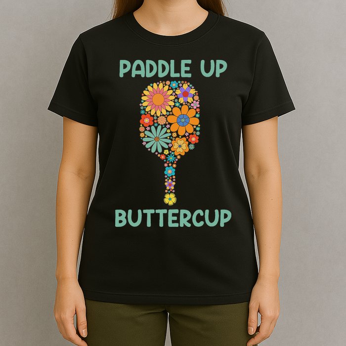 Paddle Up Buttercup Floral Pickleball Paddle T-Shirt