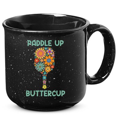 Paddle Up Buttercup Floral Pickleball Paddle 15oz Campfire Ceramic Mug