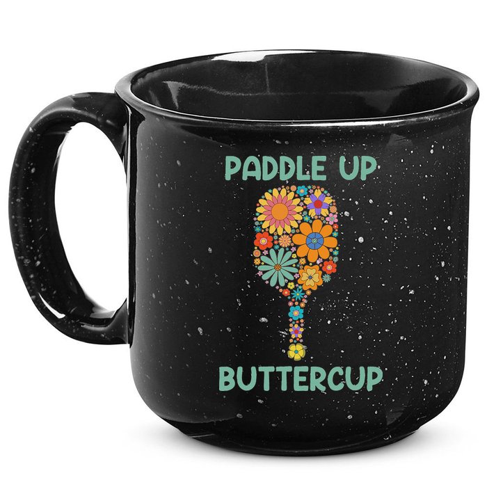 Paddle Up Buttercup Floral Pickleball Paddle 15oz Campfire Ceramic Mug