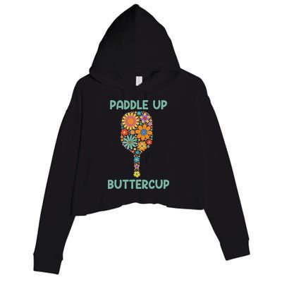 Paddle Up Buttercup Floral Pickleball Paddle Crop Fleece Hoodie