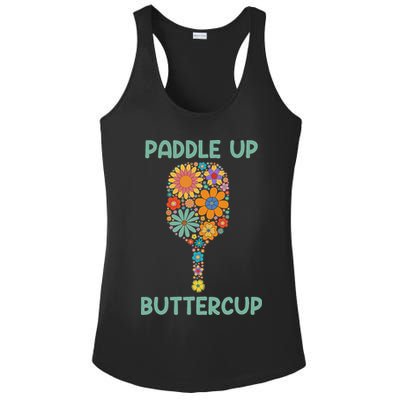Paddle Up Buttercup Floral Pickleball Paddle Ladies PosiCharge Competitor Racerback Tank