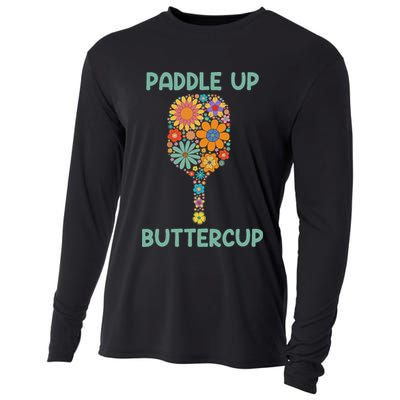 Paddle Up Buttercup Floral Pickleball Paddle Cooling Performance Long Sleeve Crew