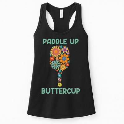 Paddle Up Buttercup Floral Pickleball Paddle Womens Tank Top