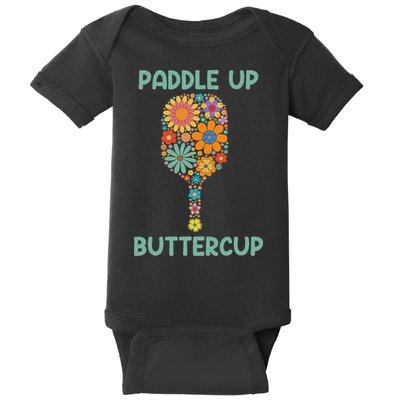 Paddle Up Buttercup Floral Pickleball Paddle Baby Bodysuit
