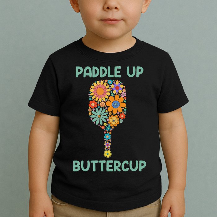 Paddle Up Buttercup Floral Pickleball Paddle Toddler T-Shirt