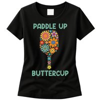 Paddle Up Buttercup Floral Pickleball Paddle Womens T-Shirt