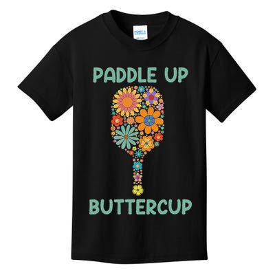 Paddle Up Buttercup Floral Pickleball Paddle Kids T-Shirt