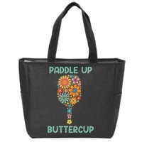 Paddle Up Buttercup Floral Pickleball Paddle Zip Tote Bag