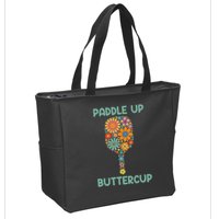 Paddle Up Buttercup Floral Pickleball Paddle Zip Tote Bag