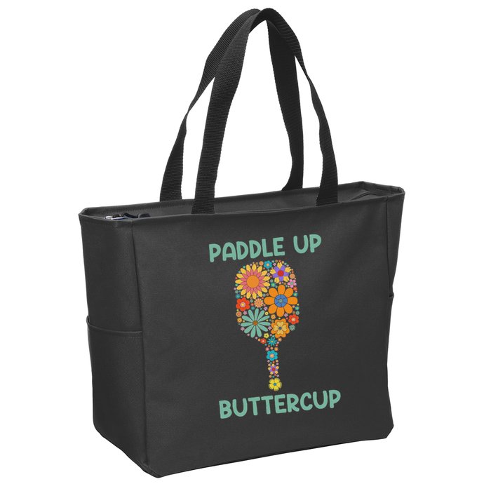 Paddle Up Buttercup Floral Pickleball Paddle Zip Tote Bag
