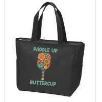 Paddle Up Buttercup Floral Pickleball Paddle Zip Tote Bag