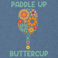 Paddle Up Buttercup Floral Pickleball Paddle Garment-Dyed Sweatshirt